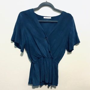 LAKE FLOWER boheme boutique blue blouse.